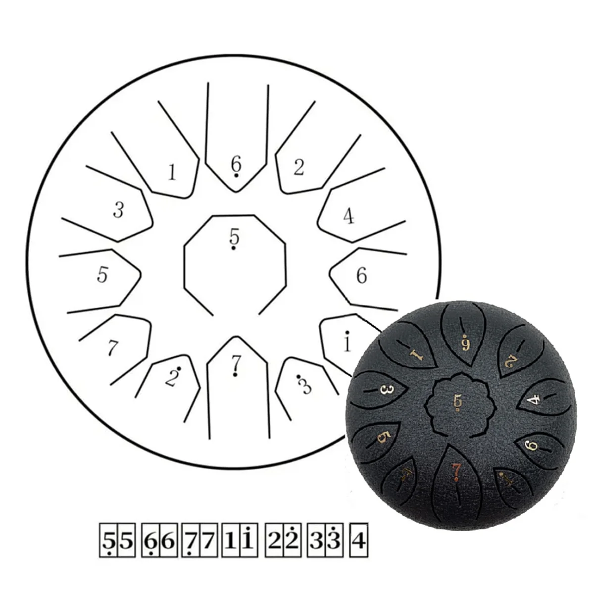 

Lo-ok Пустой барабан 11-тональный эфирный барабан C Ключ Стальной барабан с язычком Музыкальный инструмент