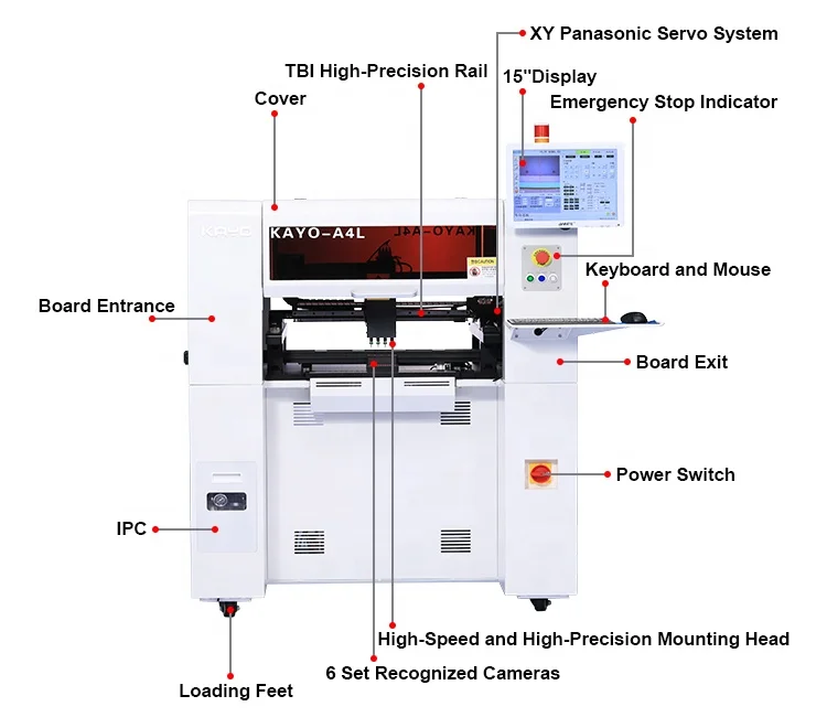 KAYO-A4L Macchina automatica per prelievo e posizionamento Smt a 4 teste