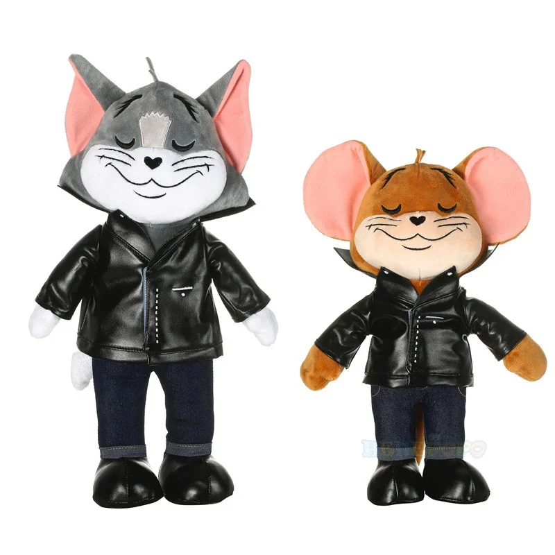 

Оригинальная кожаная одежда 38 см, крутая мультяшная красивая плюшевая кукла с изображением Том и Джерри, подарок для игры в подарок