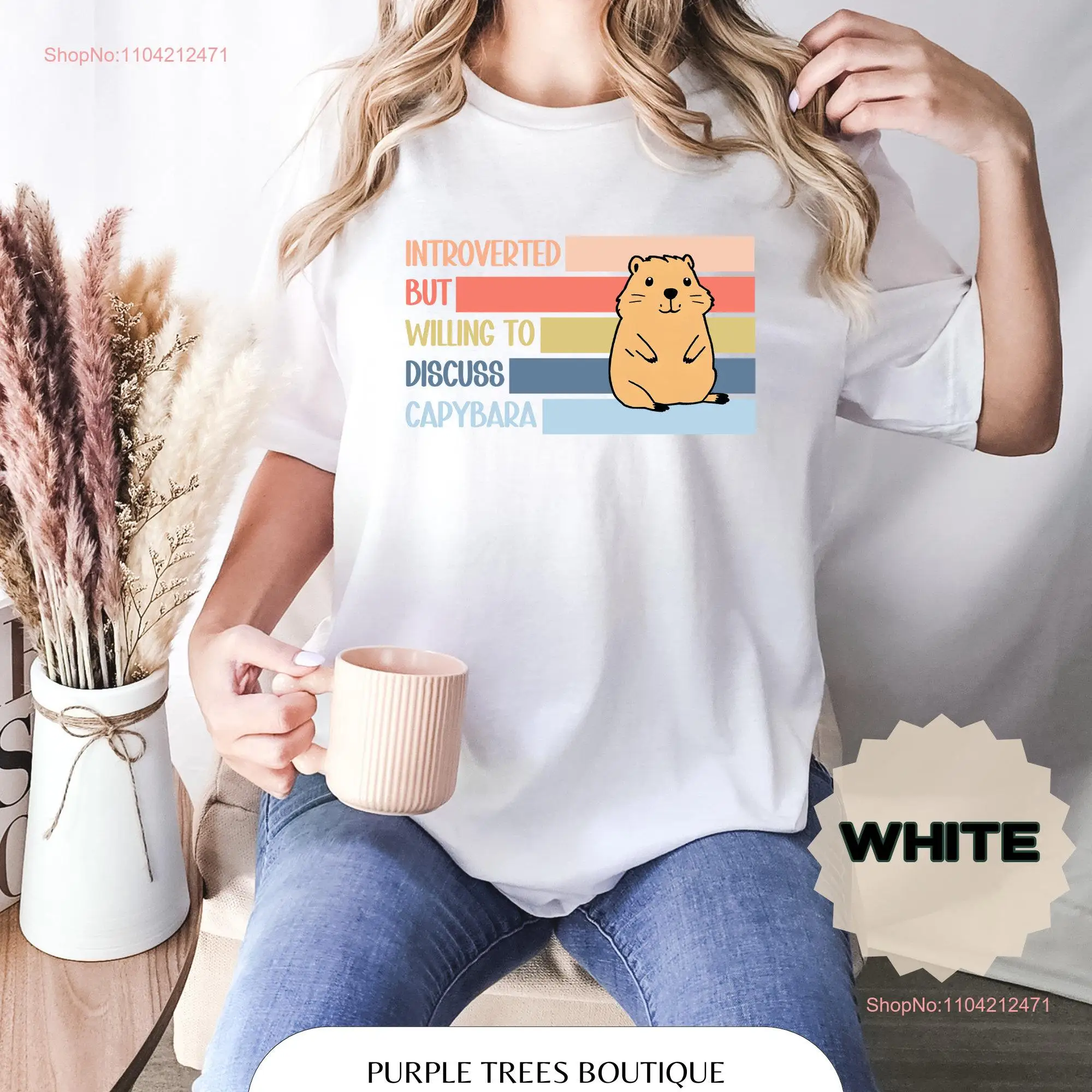 Introverted But Willing To Discuss Capybara T Shirt Funny Cute Introvert Retro JML 04 1 long or short sleeves