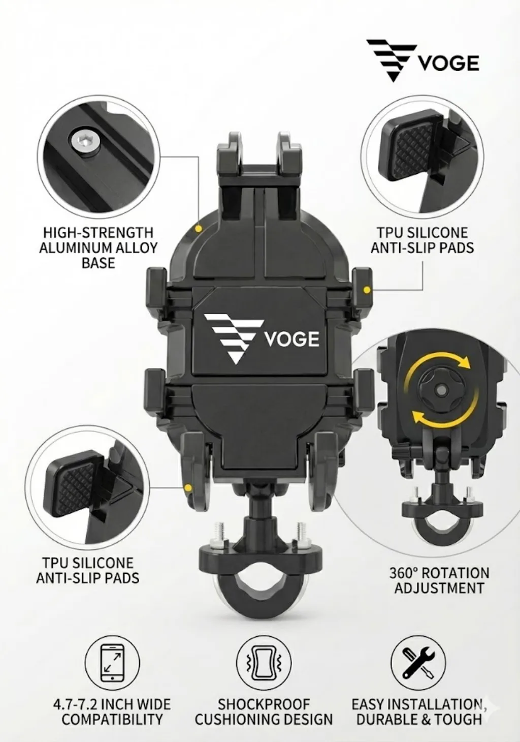 

Новый металлический держатель для телефона на мотоцикле для Loncin Voge 500r 300r 180 300rr 200ac, бесплатный вращающийся амортизатор, противоскользящий