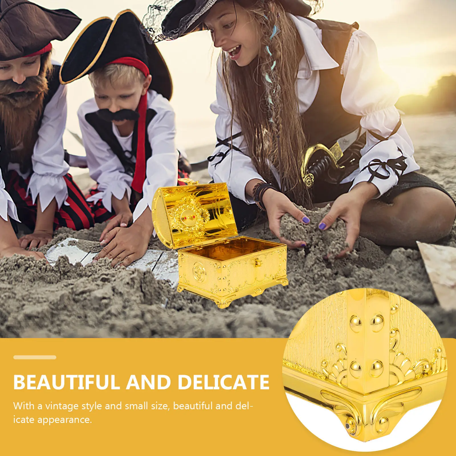 

Decorative Treasure Chest Multi-function Pirate Box Vintage Piggy Bank Pirate Party Treasure Chest Box