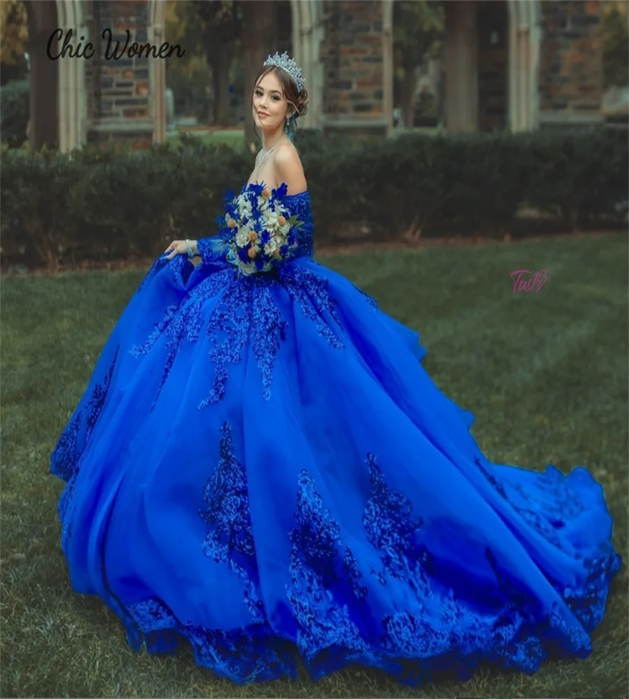 Vestidos de quinceañera con lentejuelas de color azul real, vestido de fiesta con cordones y purpurina brillante, fiesta de cumpleaños de Cenicienta y dieciséis personalizada