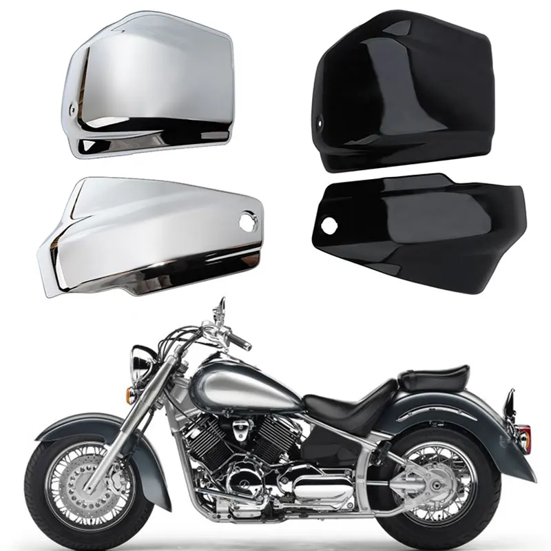2Pcs Motorcycle Battery Side Covers Fairing Left Right For Yamaha Dragstar Vstar XVS1100 Classic Custom 1999-2011 Chrome Black