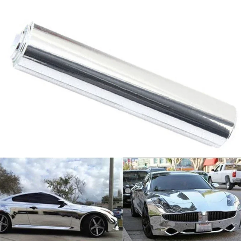 High Stretchable Mirror Silver Chrome Mirror Flexible Vinyl Wrap Sheet Roll Film Car Sticker UV Protected Decal Sheet 20*152cm