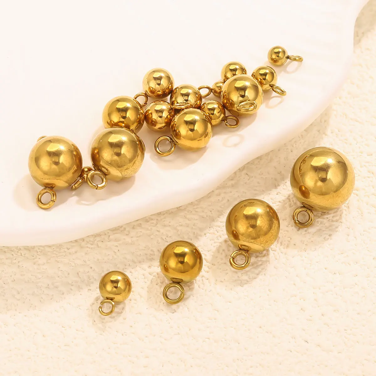 20 قطعة 3/4/5/6/8/10 مللي متر الفولاذ المقاوم للصدأ الصلبة الكرة الخرز السحر مطلية بالذهب القلائد ذاتية الصنع القرط مستلزمات صناعة المجوهرات بالجملة #5
