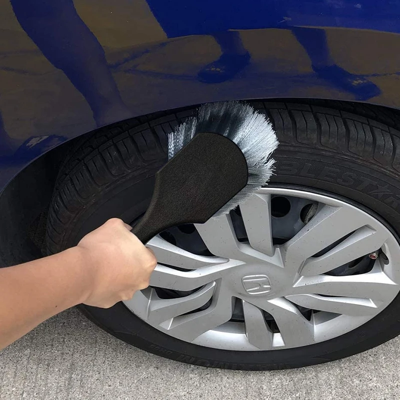 Microfiber Super Soft Car Wheel Brush Muti_function Rim Scrubber Cleaner Short Handle Steel Wire Car Wash Detailing Brush Tire