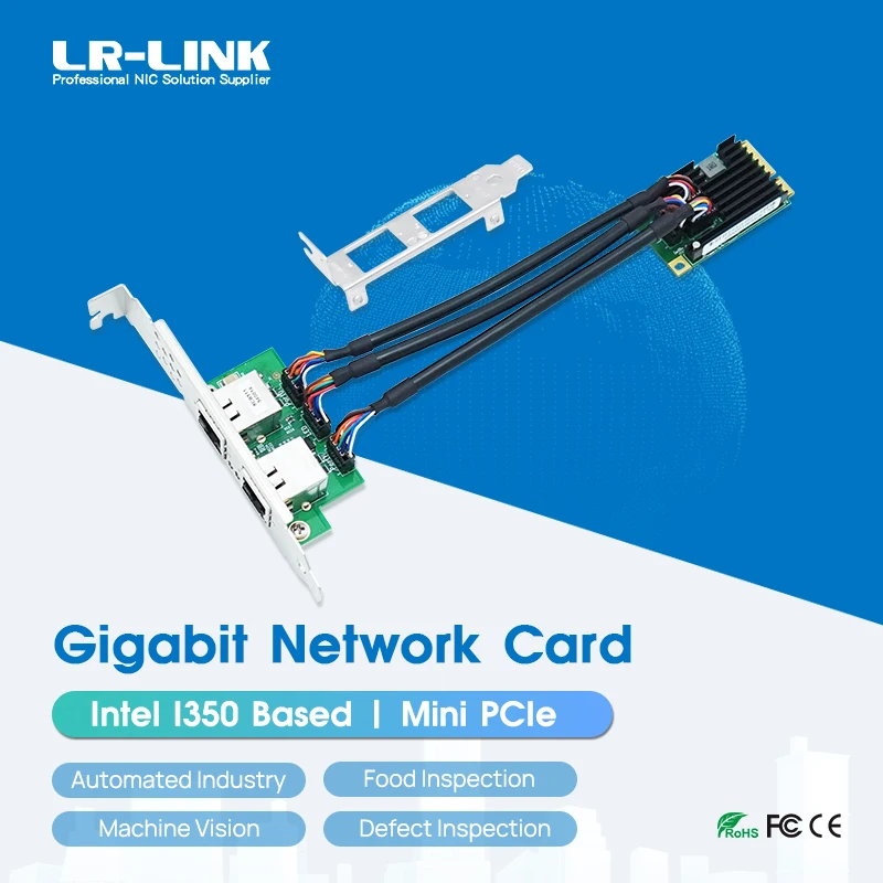 LR-LINK 2217PT Mini scheda di rete PCIe 10/100/1000Mbps adattatore di rete Ethernet in rame Gigabit a doppia porta basato su Chip Intel I350