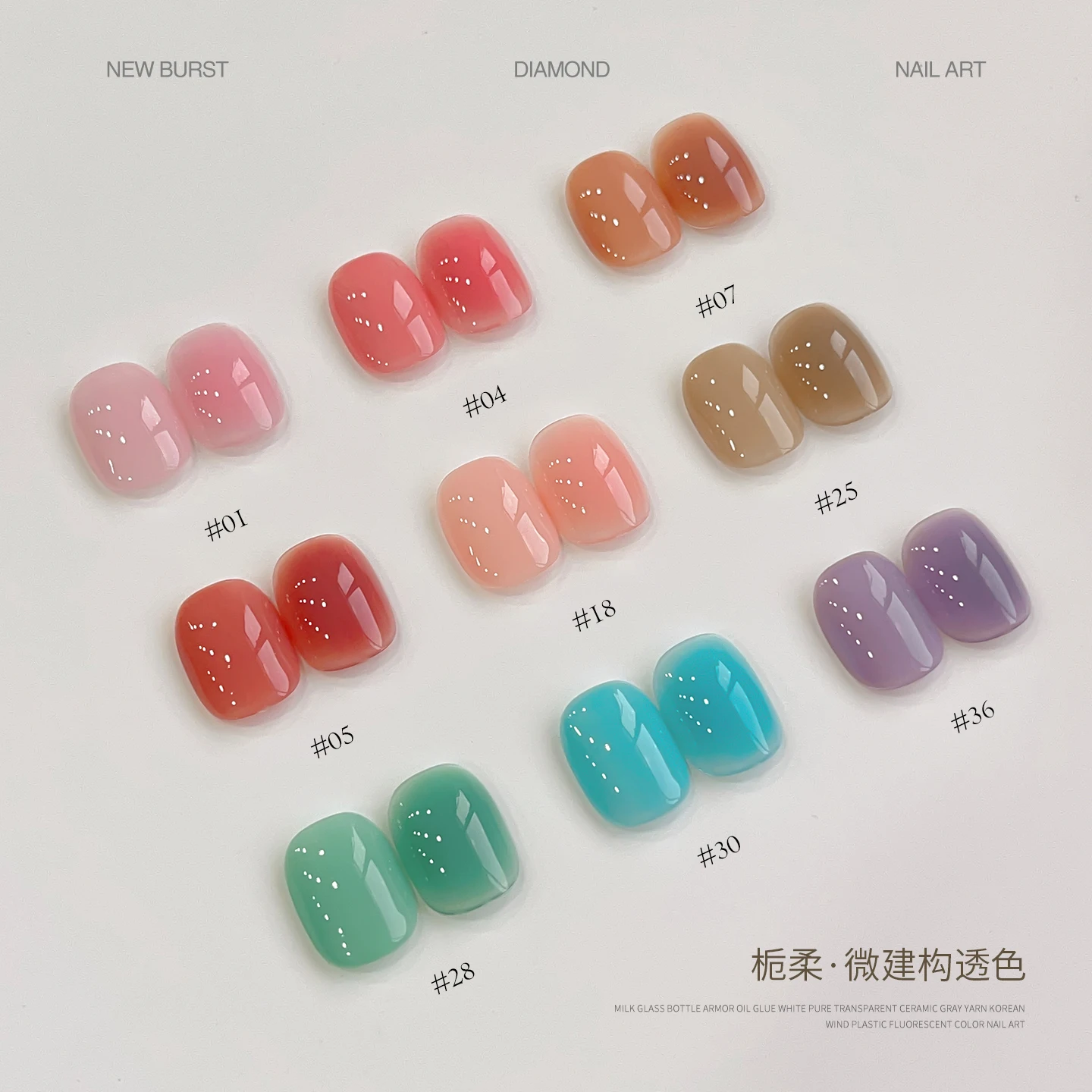 ANNIES 2025 Neues 36-Farben-Nagelkunst-Gel-Set in durchscheinender Farbe, langlebiges, blutfreies, tpofreies UV-Gel-Set für Nagelstudio-Großhandel