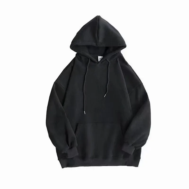 Men's Hoodie Hooded Autumn Loose Top Men's Couple Sportswear Solid Color Hoodie Winter Plush Casual Wear