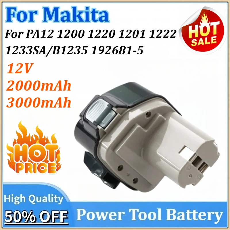 

Newly upgraded 12V 2000mAh/3000mAh Replacement Power Tool Battery for Makita for PA12 1200 1201 1220 1222 1233SA/B1235 192681-5