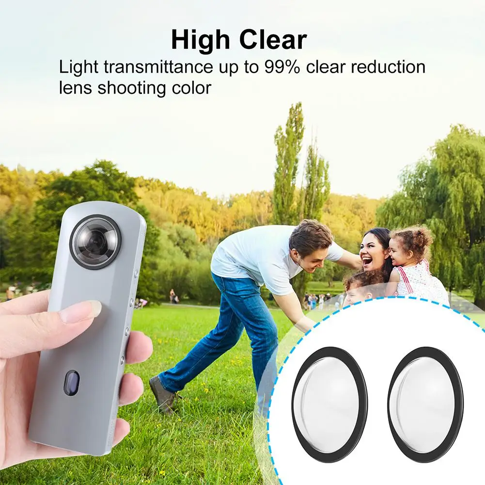 Protezione per obiettivo stile adesivo nero per PULUZ Fat Bull per Ricoh Theta SC2/S/V Accessori antigoccia per fotocamera sportiva