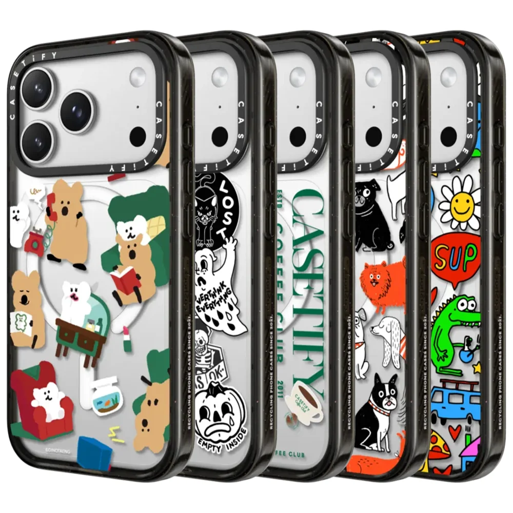 Coque magnétique antichute CASETiFY avec motifs imprimés pour iPhone 16, 17, 15, 13, 14 Pro Max, Air 16 Plus – Série autocollants de protection