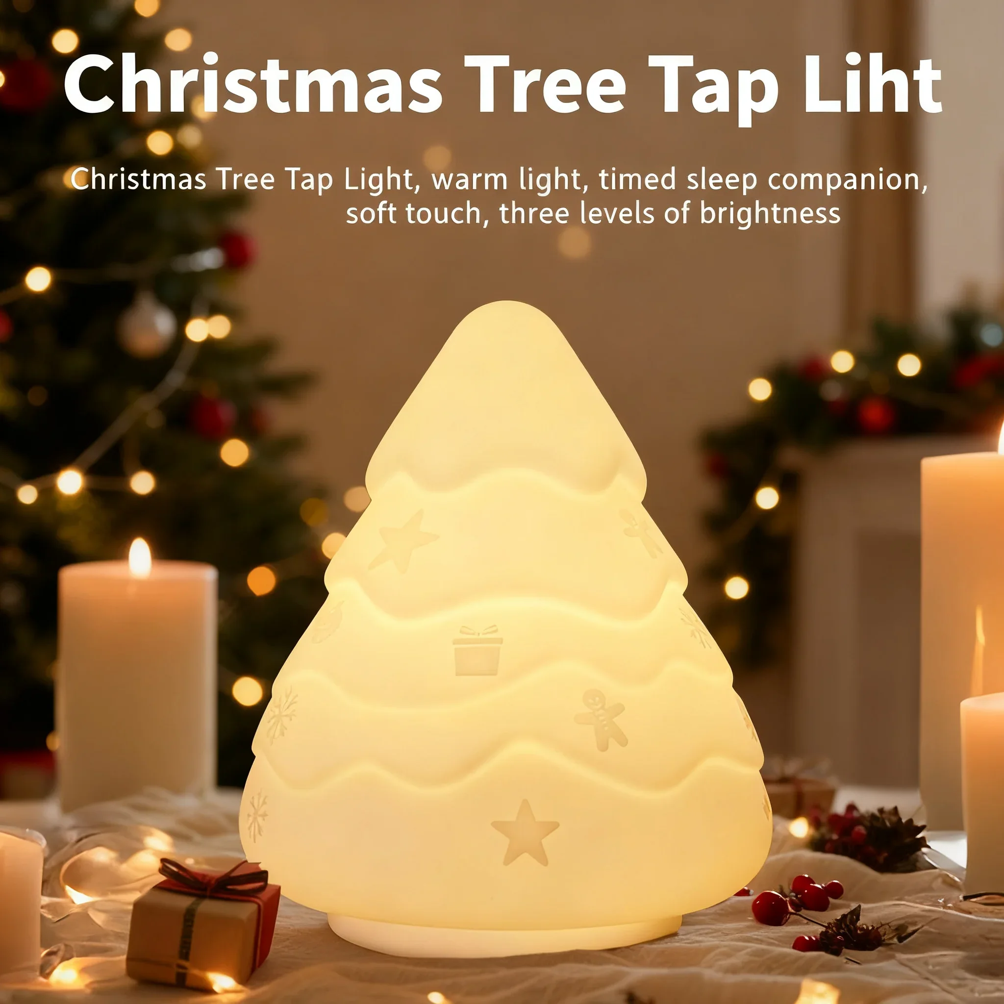 قابلة للشحن التحكم باللمس سيليكون ضوء الليل ثلج تصميم هدية عيد الميلاد الجدة المحيطة مصباح لديكور عطلة السرير #1