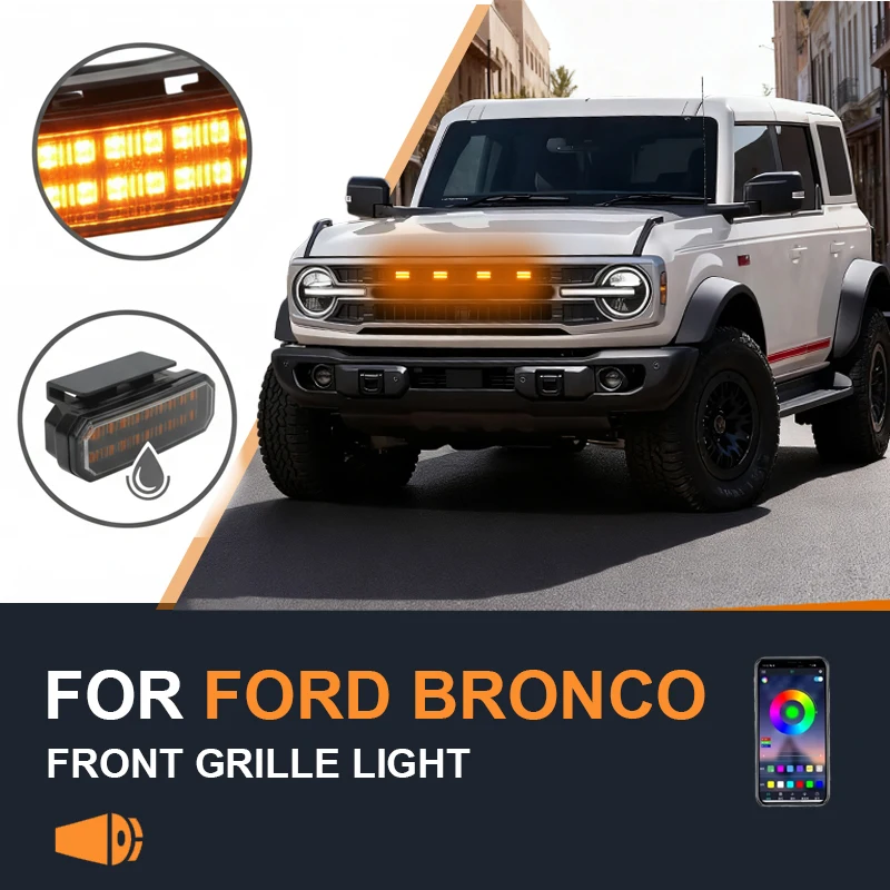 

FOR Ford Bronco Specialized center grid small yellow light Front Grille Lights LED Decorative Warning Light Pickup 12V
