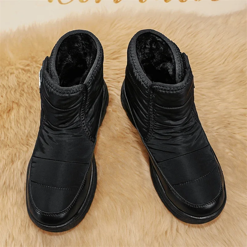 Fashion Men's Snow Boots Leather Boots Man Outdoor Casual Shoes Ankle Anti-slip Plus Velvet Thickening Popular Mans Footwear