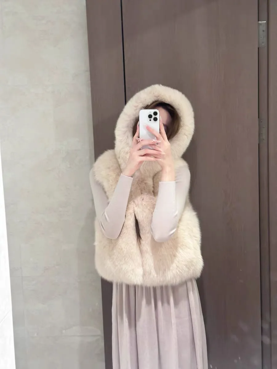 

Модный меховой жилет с капюшоном, женский осенне-зимний экологически чистый меховой жилет из натуральной кожи и меха, универсальный