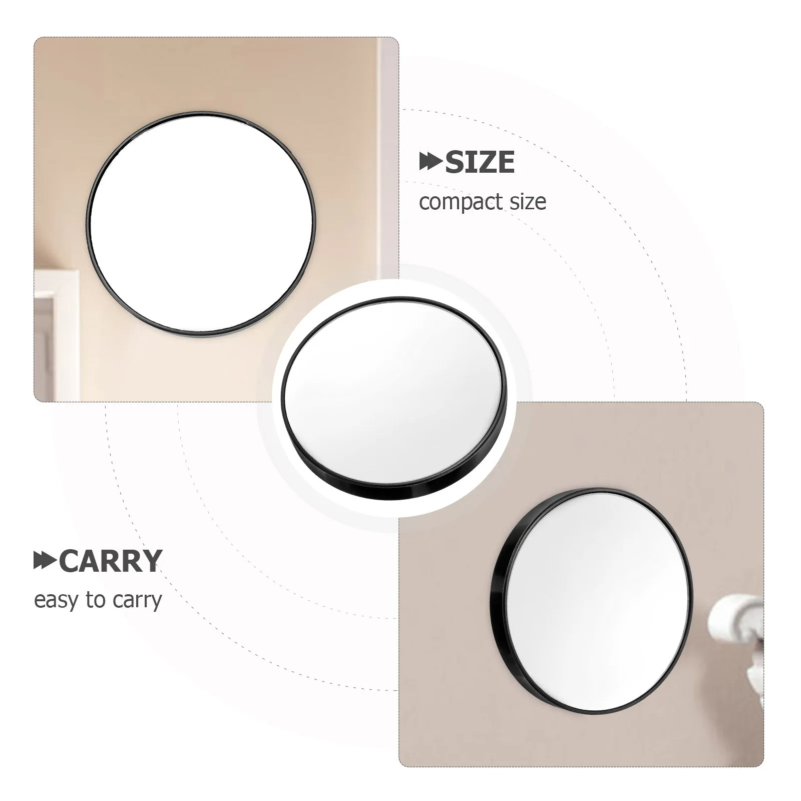 10x espelho de lupa 7.5cm pequeno redondo compacto espelho de maquiagem ferramenta de ampliação de bolso do banheiro com 2 sucção