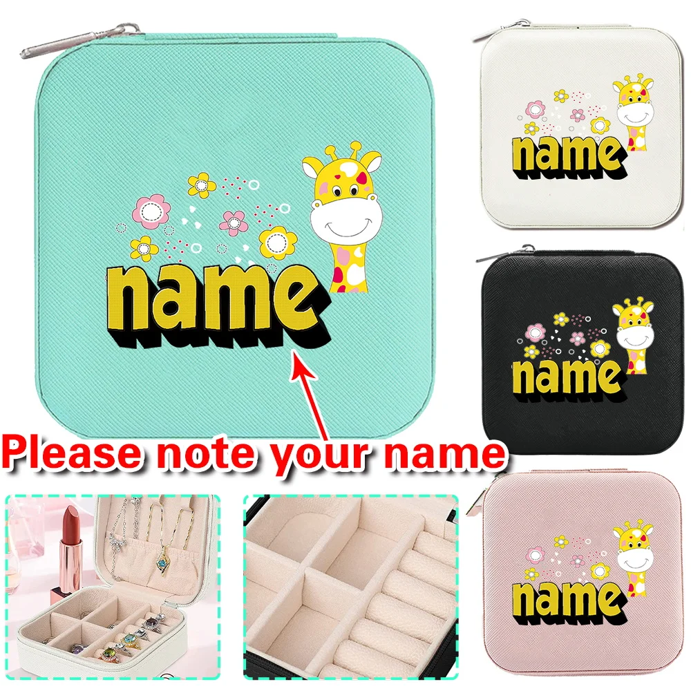 Personalized Customized Name Jewelry Box Leather Mini High-end Earring Ring Case Portable Dustproof Jewelry Organizer Display