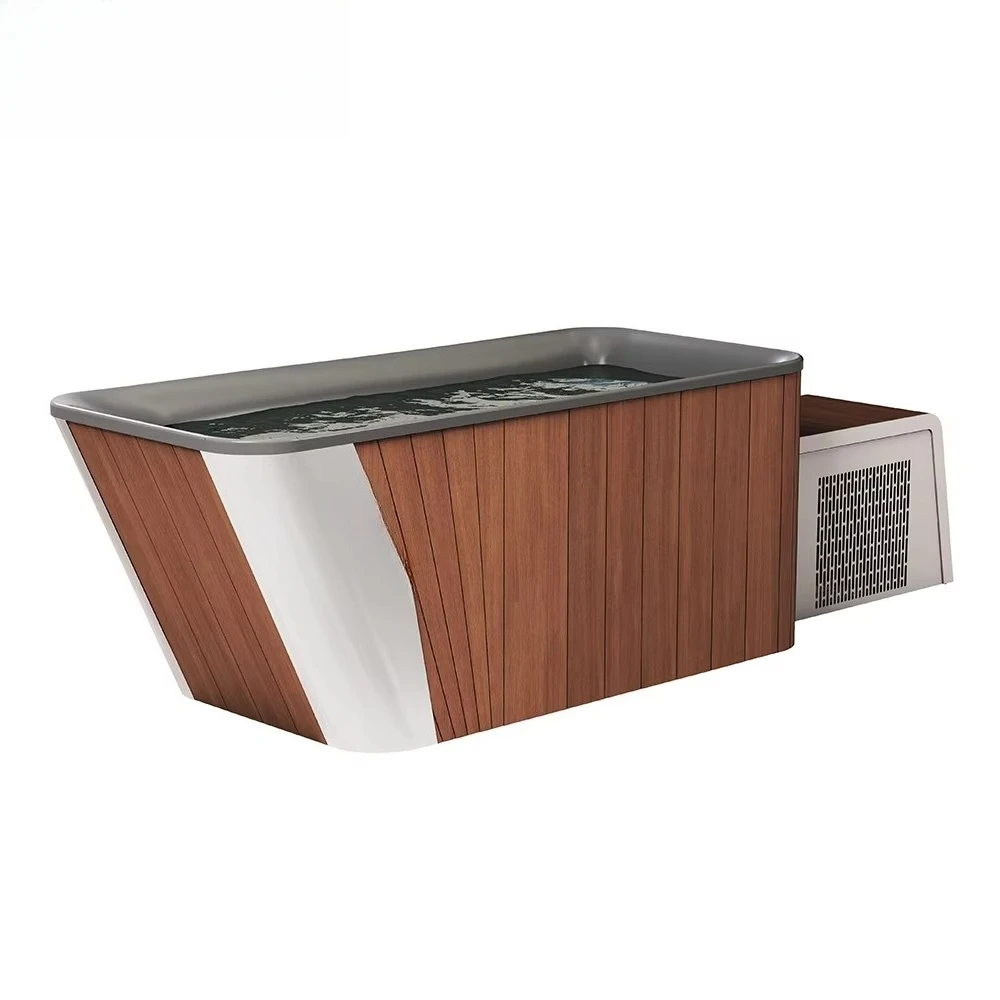 

Walnut Ice Tub Cold Plunge Acrylic Liner with Chiller Suitable for 1 Person for Cold Therapy Recovery and Wellness