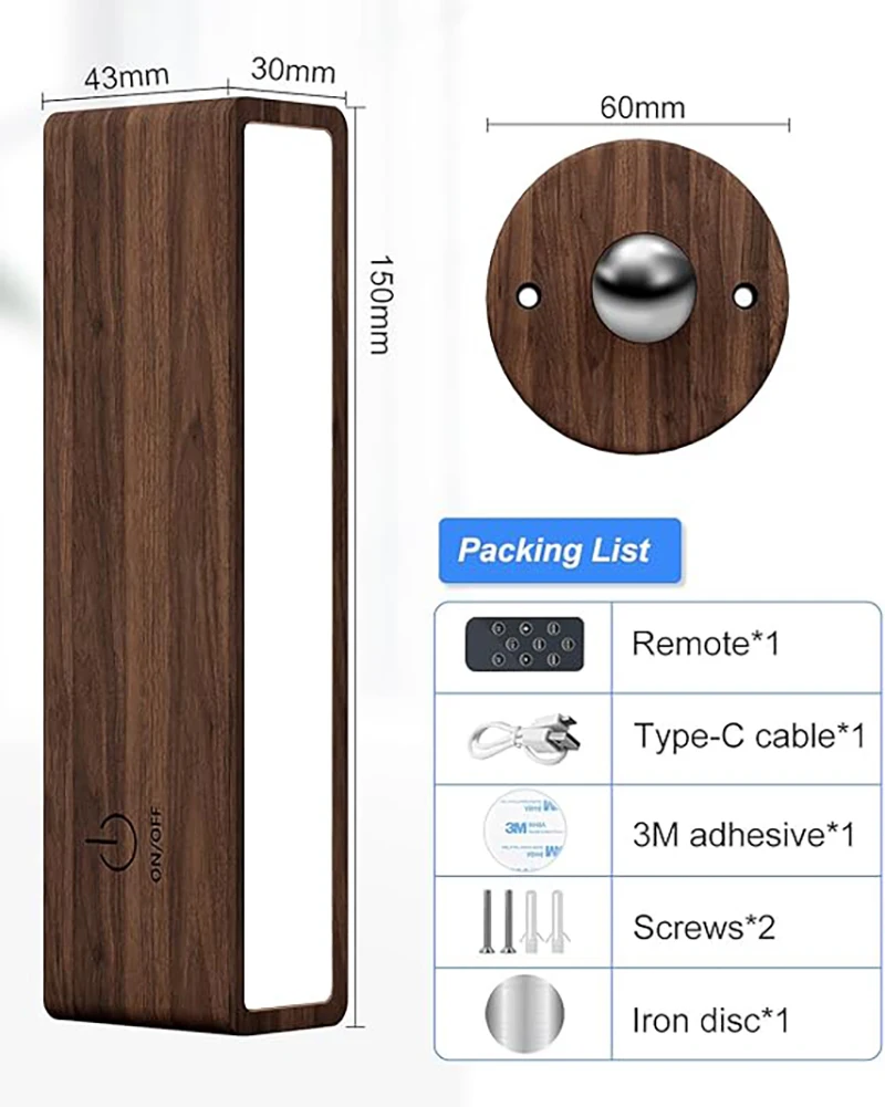 Imagem -05 - Luzes de Parede com Controle Remoto para Quarto Lâmpada sem Fio com Temperatura de Cor Dimmable