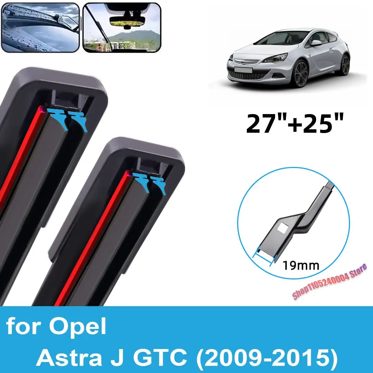 

2PCS Car Wiper Blades for 2009-2015 Opel Astra J GTC Front Windscreen Windshield Double Rubber Car Accessories 2013 2014 2015