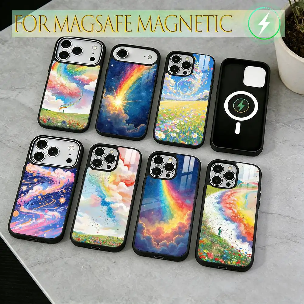 

colorful Phone Case For iPhone17,16,15,14,13,12,11 Plus,Pro Magnetic with Magsafe Wireless Charging