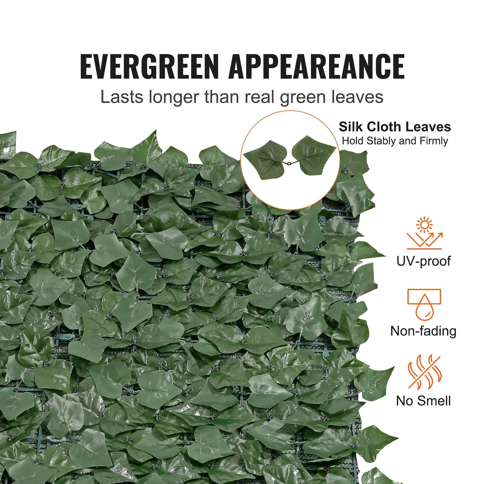 39x198" Artificial Faux Ivy Leaf Privacy Fence Screen with Mesh Cloth Backing