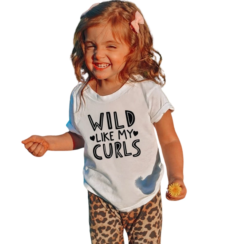 Funny wild like my curls print cotton kids t shirt toddler wild shirt summer tops graphic tees gift for daughter son kids cloth