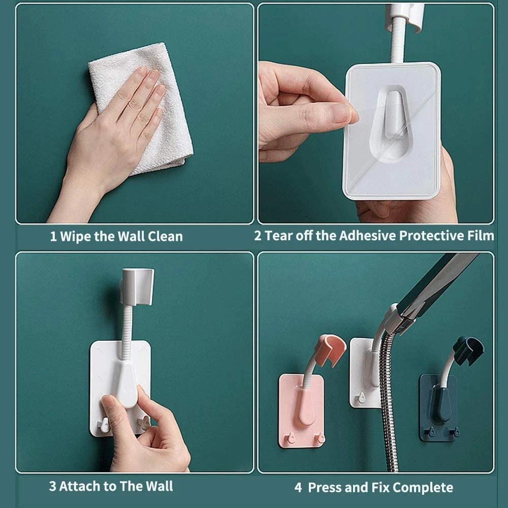 Handheld Universal Bracket Punch-free Wall Mounted Home Bathroom Fixture Shower Head Rack Shower Head Holder Bathroom Accessory