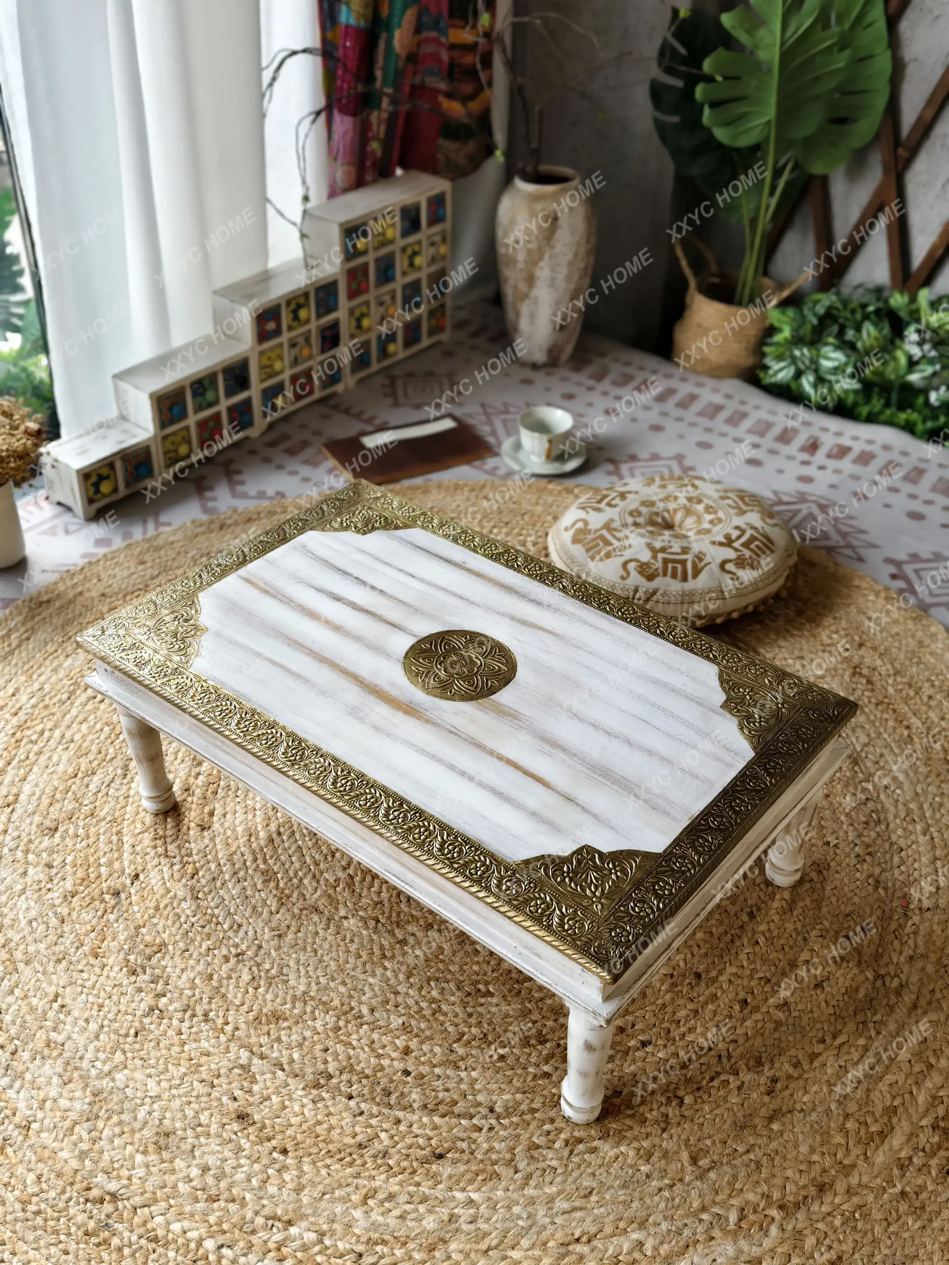 X-S Zen solid wood clad copper bay window living room balcony small tatami, small tea table bed low table HG