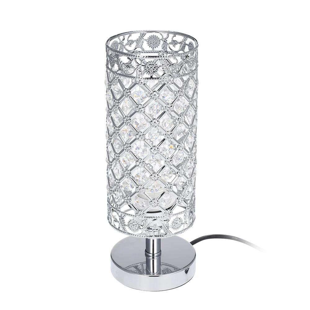 Lampa stołowa Tomshine Crystal Silver, lampka nocna, lampka biurkowa, dekoracyjna, z certyfikatem VDE, do sypialni, salonu, jadalni, kawiarni, na półkę z książkami