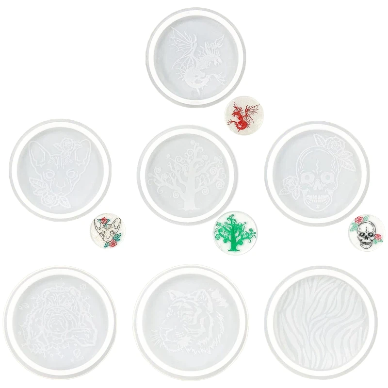 

Novelty Dinosaur Skull Pattern Mirror Resin Moulds Cup Mat Silicone Mold Dropship