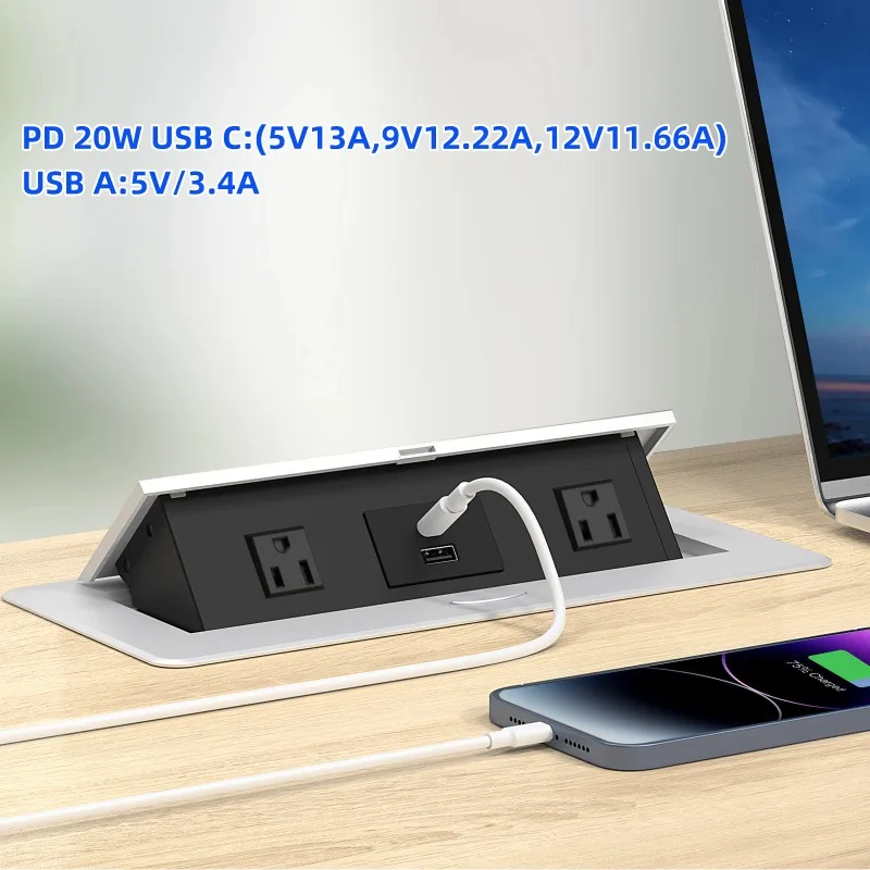 

Настольная выдвижная розетка с USB PD20W Type-C, быстрая зарядка, розетка для скрытого монтажа, индивидуальная настольная розетка