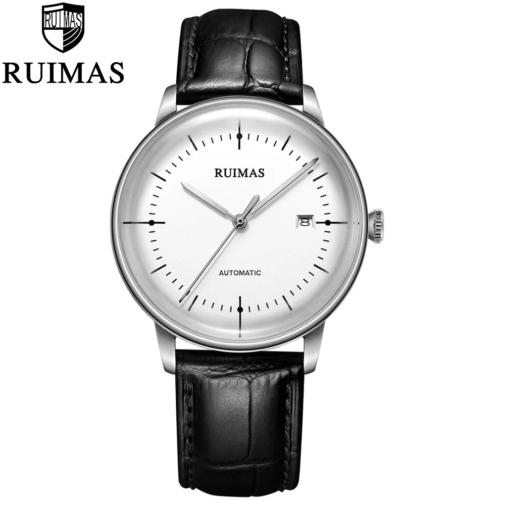 Ruimas Original New Automatic Japan Miyota Mechanical Watch Thin Sports Buisness Mens  Wristwatches Waterproof Relogio Masculino