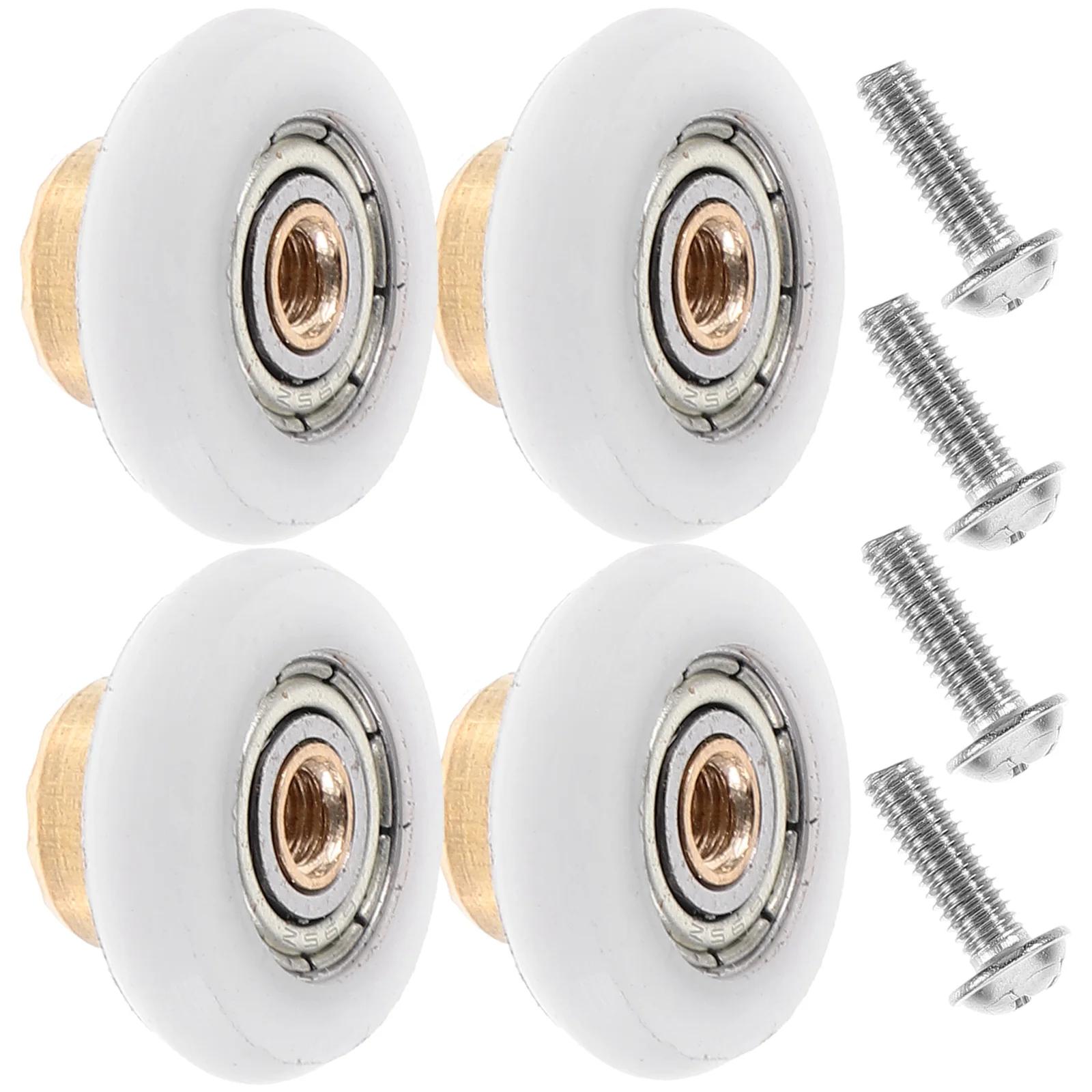 

4pcs Shower Door Rollers Copper Shaft Nylon Wheels Glass Door Runners Sliding Hardware Bathroom Accessories 19MM Axle 4mm