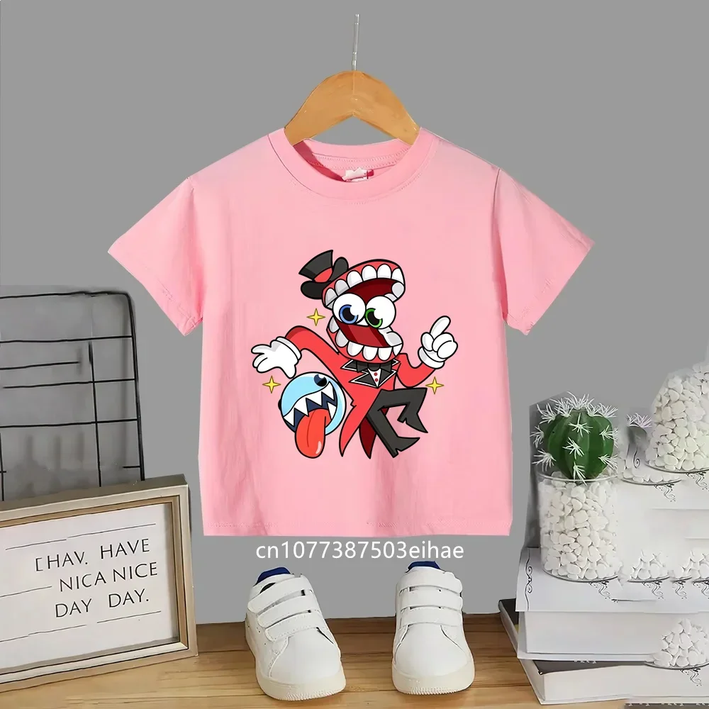 The Amazing Digital Circus Cartoon Crew Kids Cotton T-shirt, Character Graphic Short Sleeve Casual Boys Girls Clothing