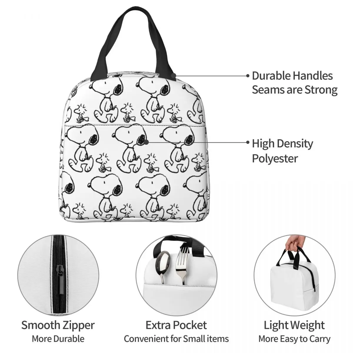 Snoopy Woodstock Walk Insulated Lunch Bags Cartoon Meal Container borsa termica Lunch Box Tote School Travel Food Handbags