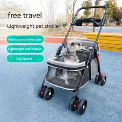 Passeggino per cani leggero pieghevole per animali domestici da esterno che cammina da viaggio carrello per animali domestici con finestra traspirante con Design portabicchieri