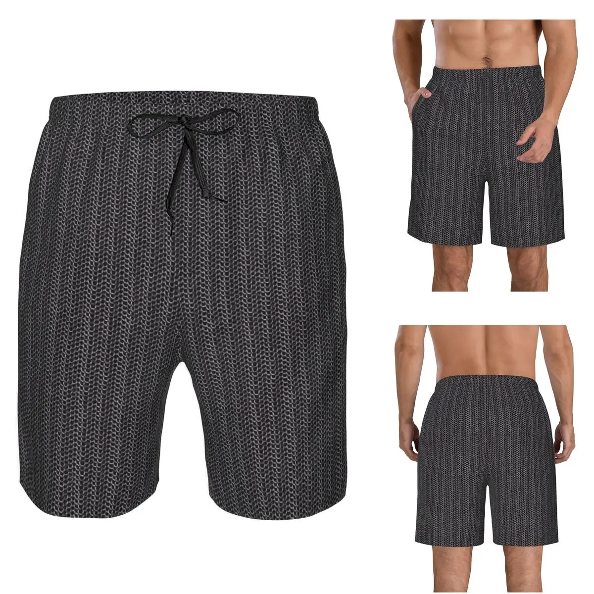 Metal Chainmail Medieval Armor Trunks Beach Board Shorts Casual Quick Dry Swimming Summer Men Pants