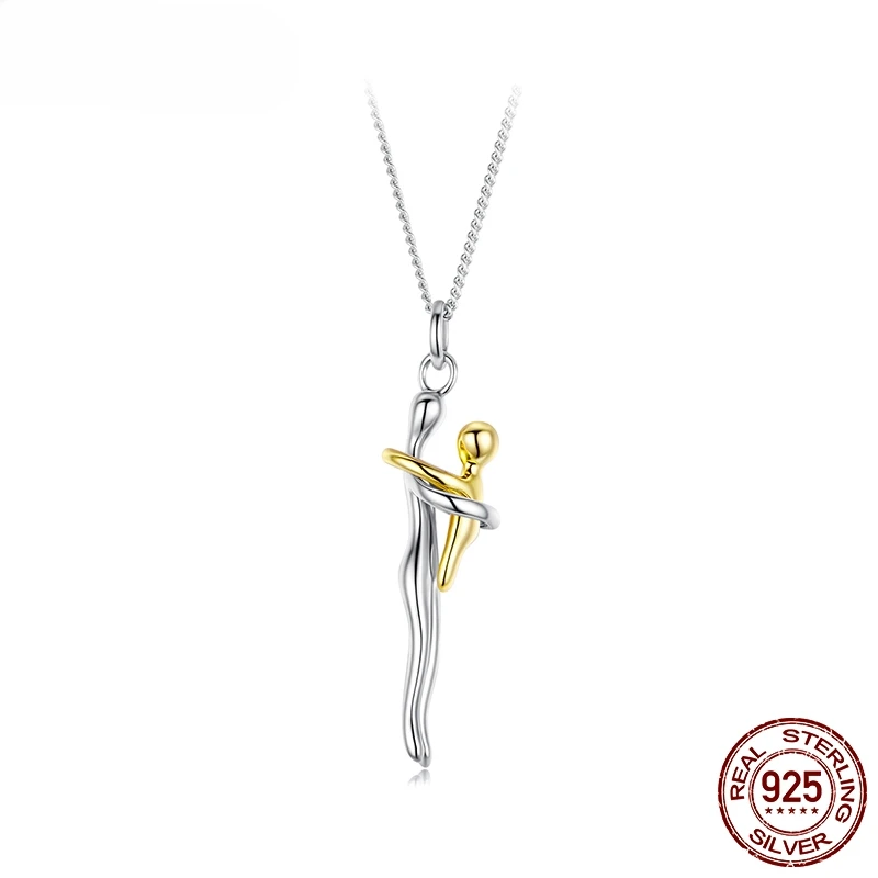 

Gazing Jewelr925 Sterling Silver Two-tones Hug Necklace, Detachable Mother and Child Pendant for Family Special DIY Love Jewelry