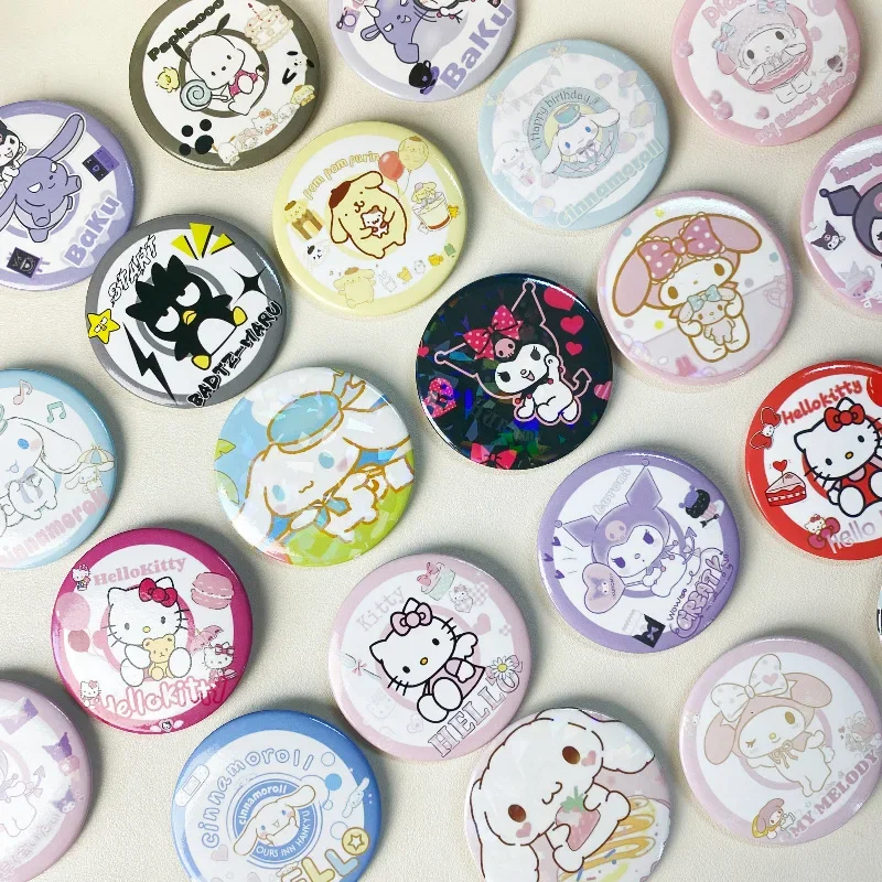 Sanrio Tin Badge and Chest Badge Cinnamoroll Kuromi  Pochacco Hello Kitty Brooch Backpack Pendant Gift Anime Cartoon Character