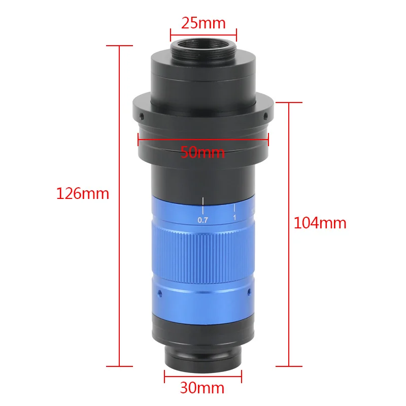 W050 W075 Barlow Lens Adjustable 0.7X-5.6X Continuous Zoom C-mount Lens Monocular For HDMI USB Digital Video Microscope Camera