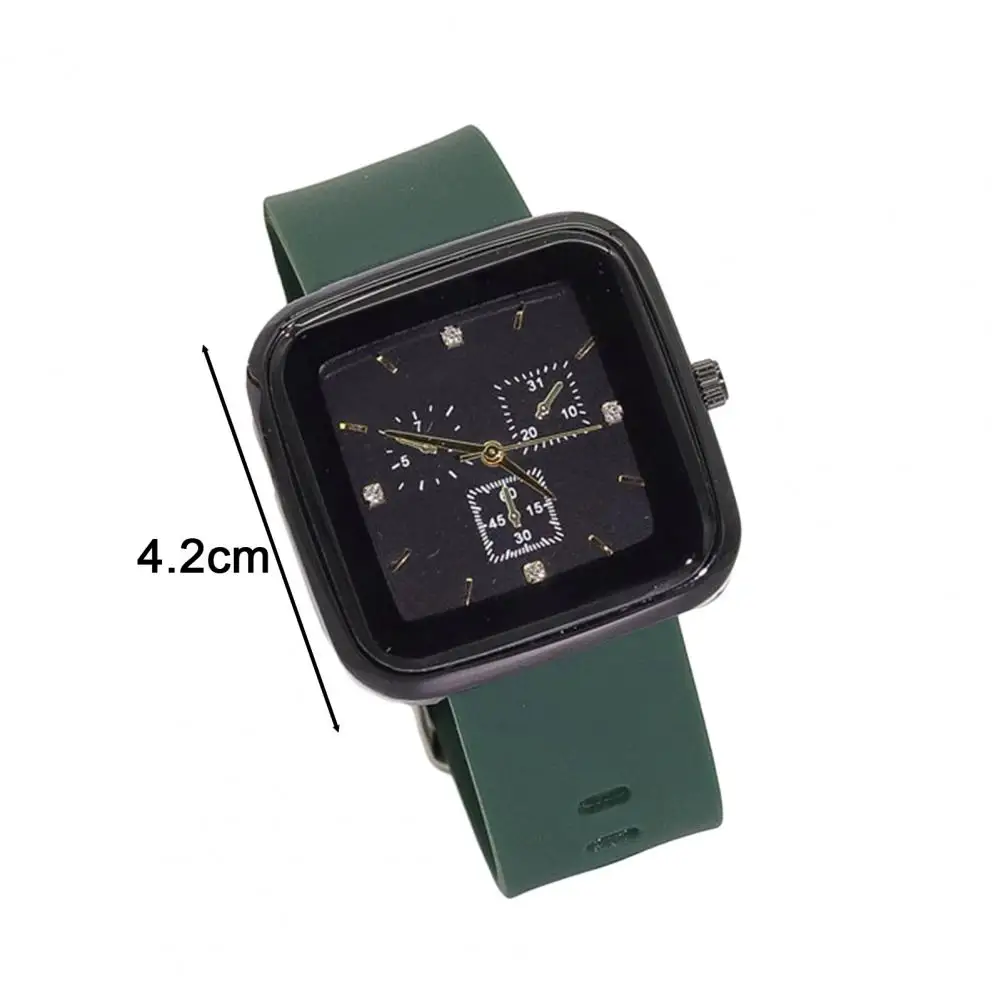 Large Square Screen Quartz Watch Silicone Strap Casual Sport Wristwatch for Students Electronic Clock