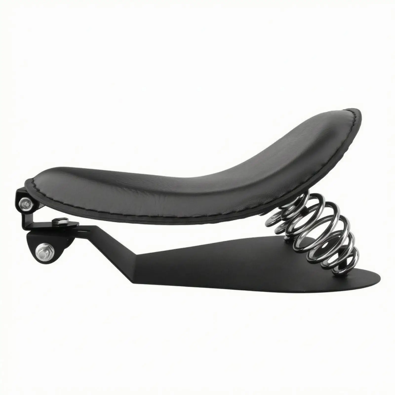 Easy Installation Motorcycle Solo Seat | Black Stitched Cover, traditional look Style, Solo Seat with Mounting Bracket, for