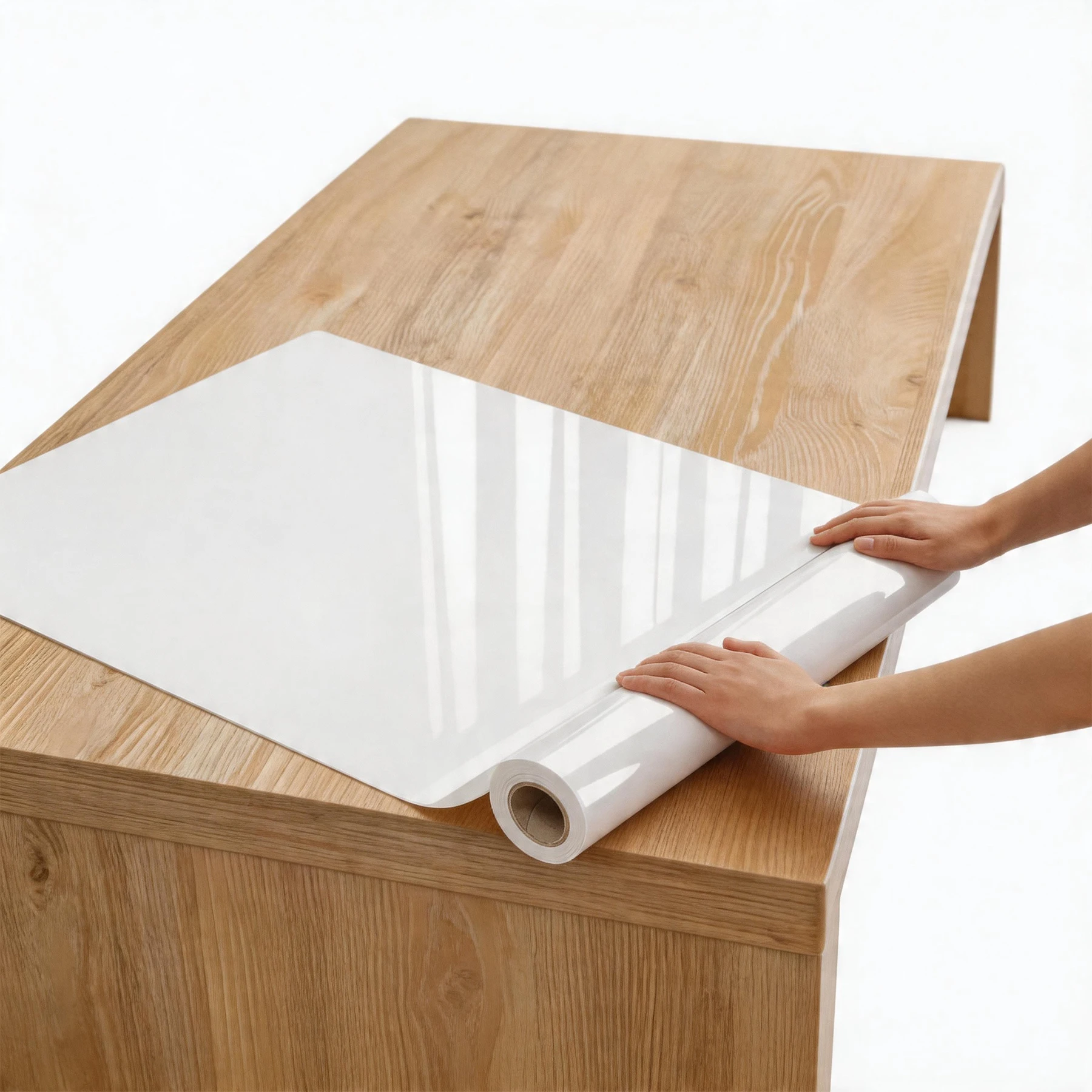 Glossy White Vinyl Stickers Self-Adhesive Waterproof Oil-Proof for Kitchen Counter Panels Furniture Renovation Wallpaper