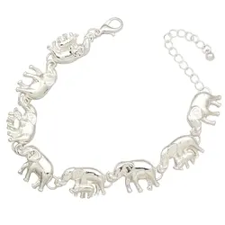 Fashion Silver Plated Elephant Pendant Bracelet For Woman Man Baby Link Hindu Ganesh Charms Chain Bangle Man Jewelry Accessories