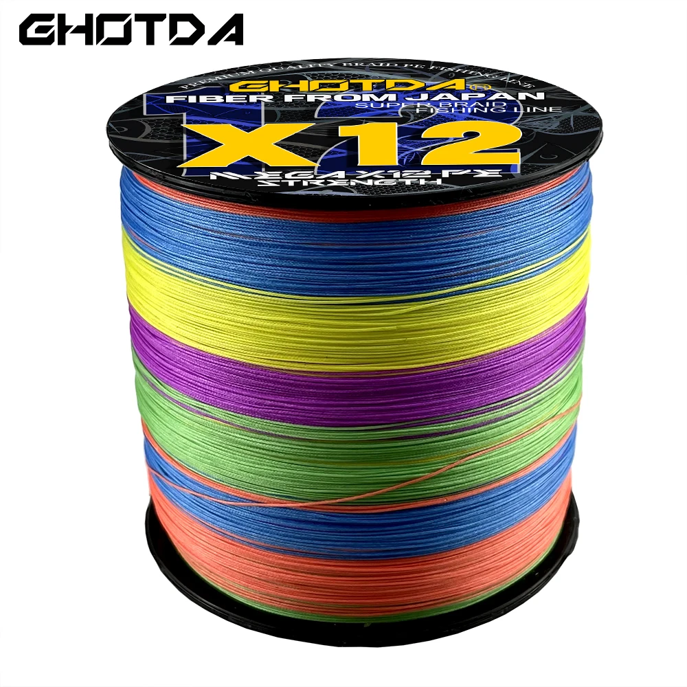 GHOTDA 12 Strand Braided Fishing Wire Line 1000M 500M 300M 100m Japanese Multifilament 100% PE Durable Carp Super Strong New X12