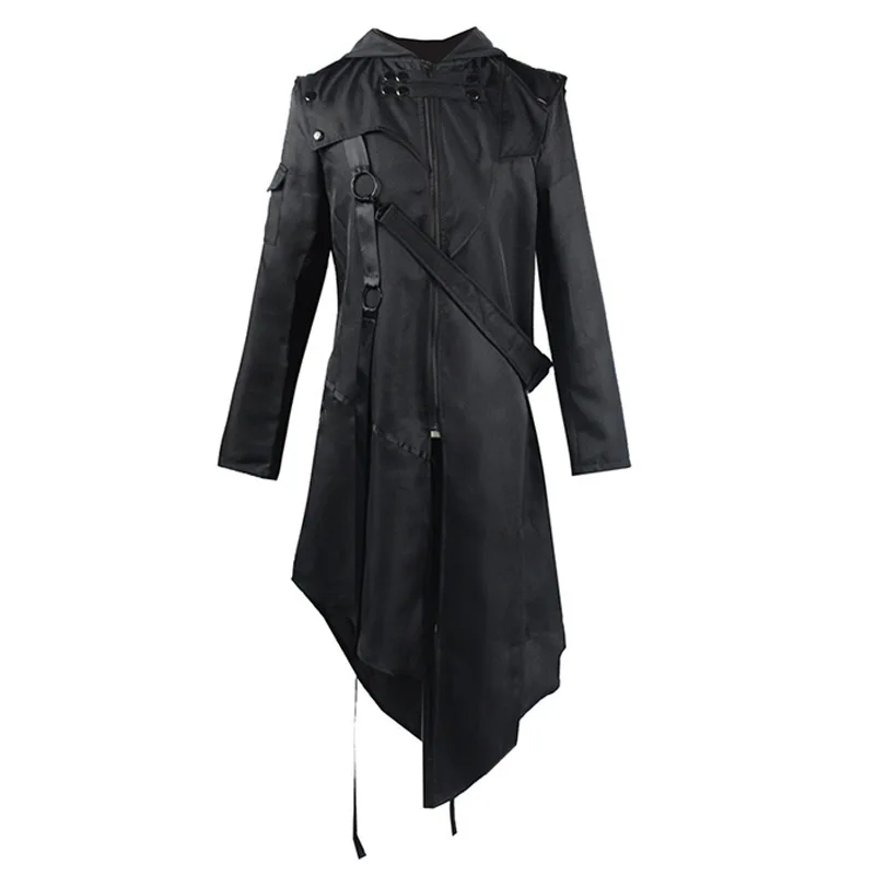 Gothic Sle loween Cosplay Jaet Men's Autumn Winter Coat k Ele Faionable Outerwear for Men's Costume