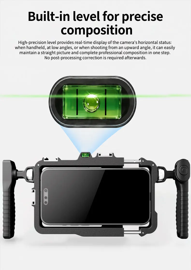Universeller Smartphone-Videokäfig mit Griffen, 67mm Filteradapter-Rig mit Black Mist für iPhone 17 16 Pro Max Samsung S26 – Detail 10